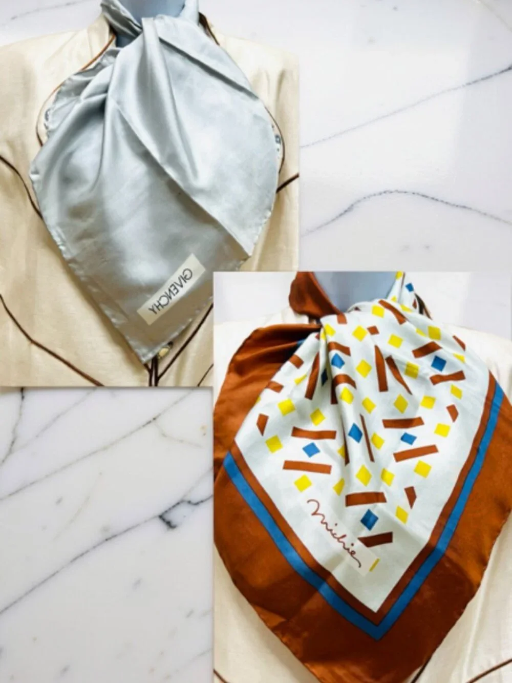 2 Vintage 100% Silk Scarf 23